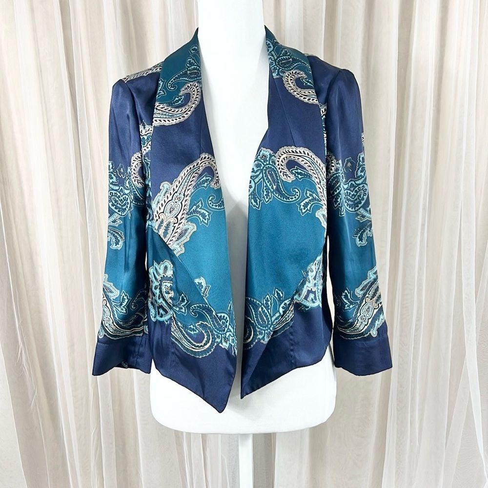 - INC blue paisley silk jacket